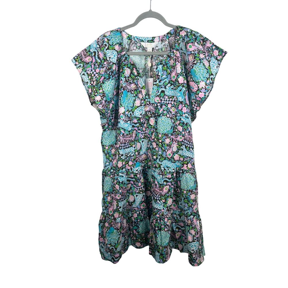 NWT Lilly Pulitzer  Norella Flutter Sleeve Linen Dress 100% Linen Size XL - Picture 2 of 9